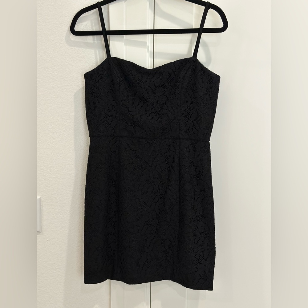 French Connection Lace Cocktail Mini Dress Black Size 8 Party LBD Formal Classic - Picture 4 of 8